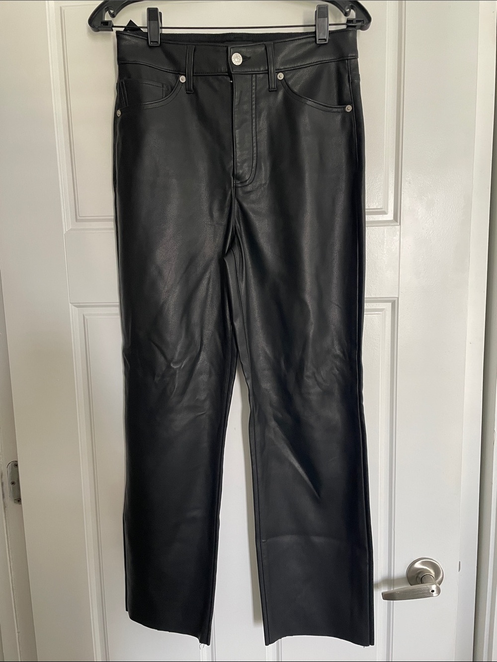 NWT EXpress Women Black Faux Leather Jeans - Classic Straight Fit